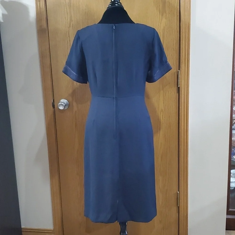 Vintage Sarah Elizabeth embroidered short sleeve navy dress